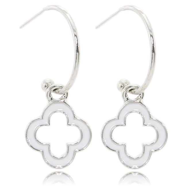 Charming Hoops Quatrefoil Drop Earrings in 5 Colors Image 4