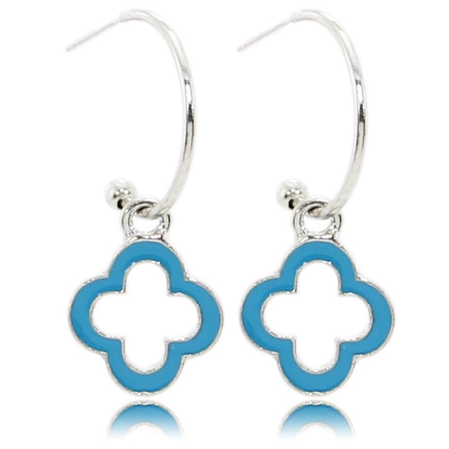 Charming Hoops Quatrefoil Drop Earrings in 5 Colors Image 4