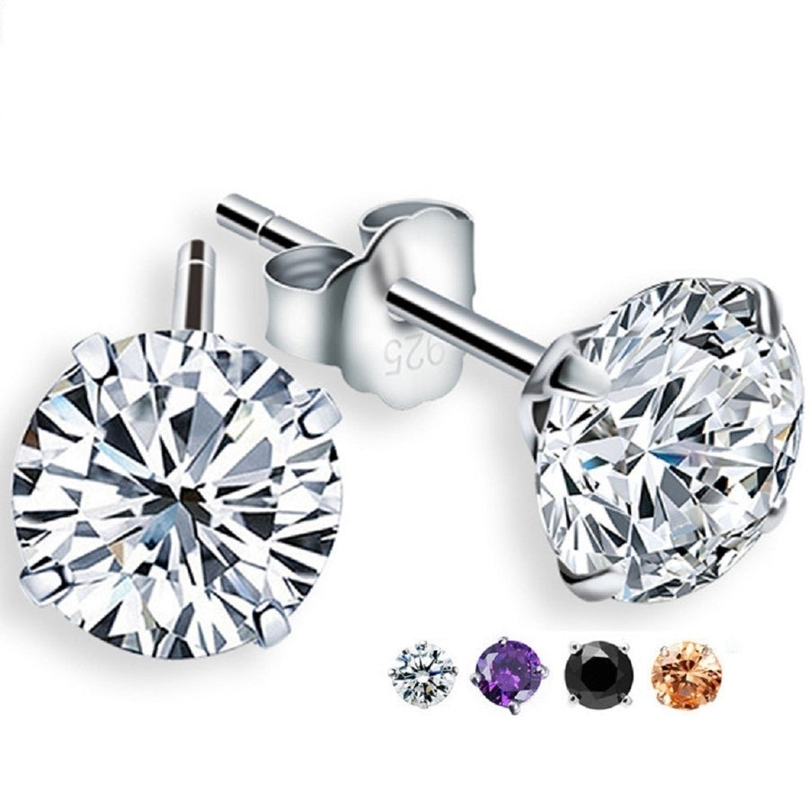 Sterling Silver Crystal Stud Earrings Image 1