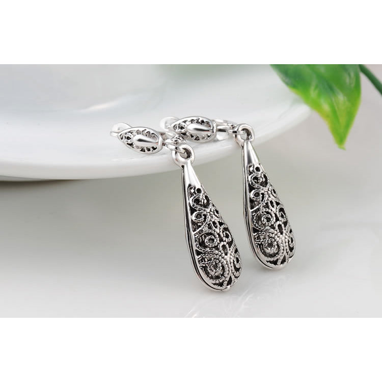 Silver Filigree Drop Earrings Image 3