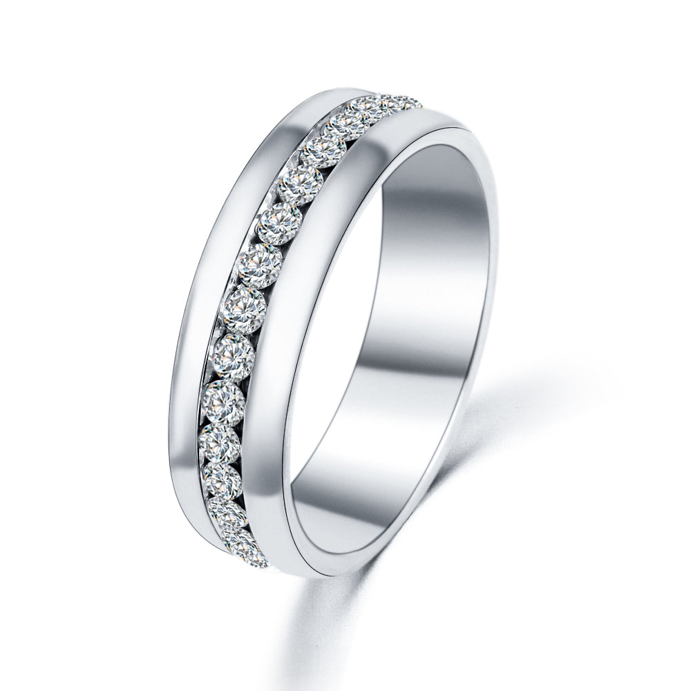 Stainless Steel Cubic Zirconia Crystal Eternity Ring Band Image 2