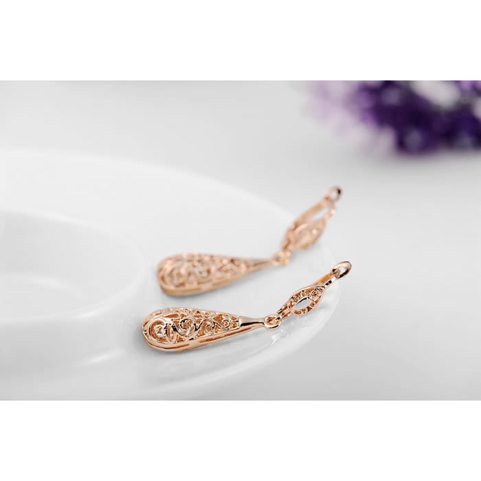 Gold Filigree Drop Dangle Earrings Image 2