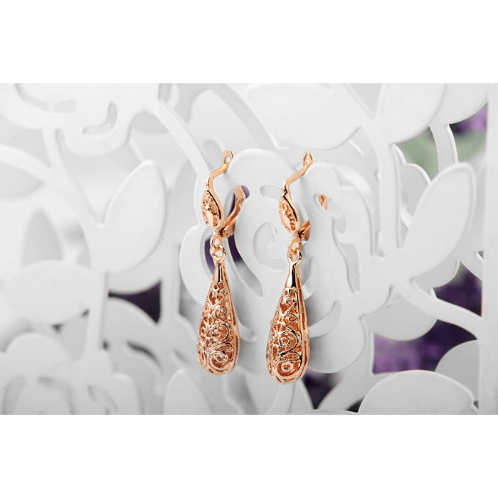 Gold Filigree Drop Dangle Earrings Image 3