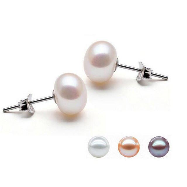 Sterling Silver Freshwater Pearl Stud Earrings Image 1