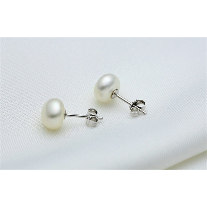 Sterling Silver Freshwater Pearl Stud Earrings Image 4