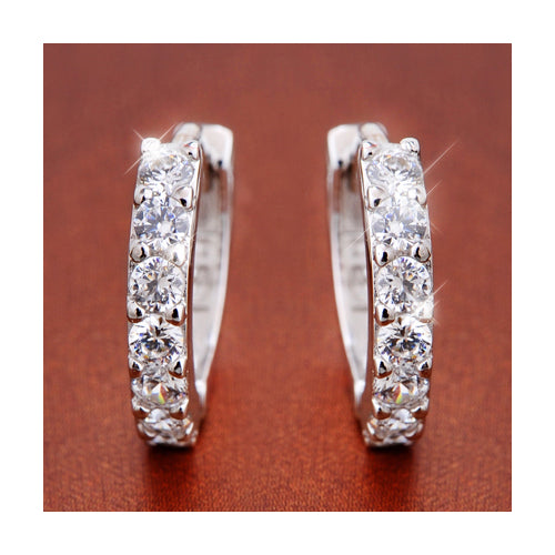 Silver Crystal Hoop Earrings Image 3
