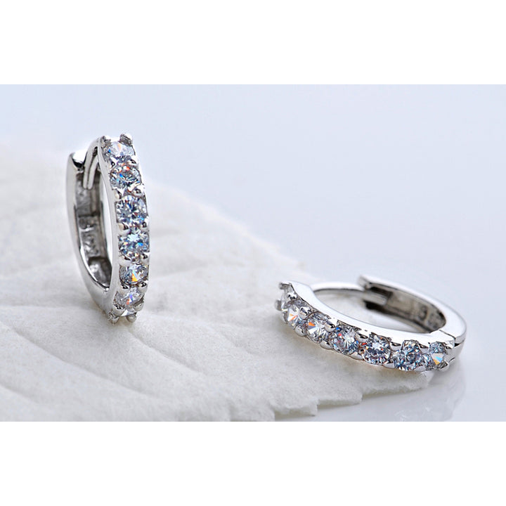 Silver Crystal Hoop Earrings Image 4
