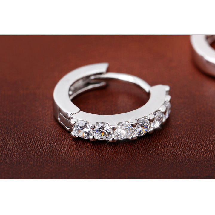 Silver Crystal Hoop Earrings Image 4