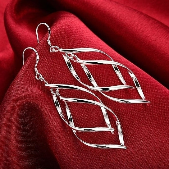 Sterling Silver Wave Twisted Earrings Image 1
