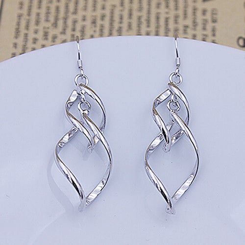 Sterling Silver Wave Twisted Earrings Image 4