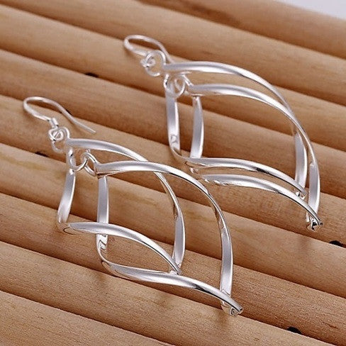 Sterling Silver Wave Twisted Earrings Image 6