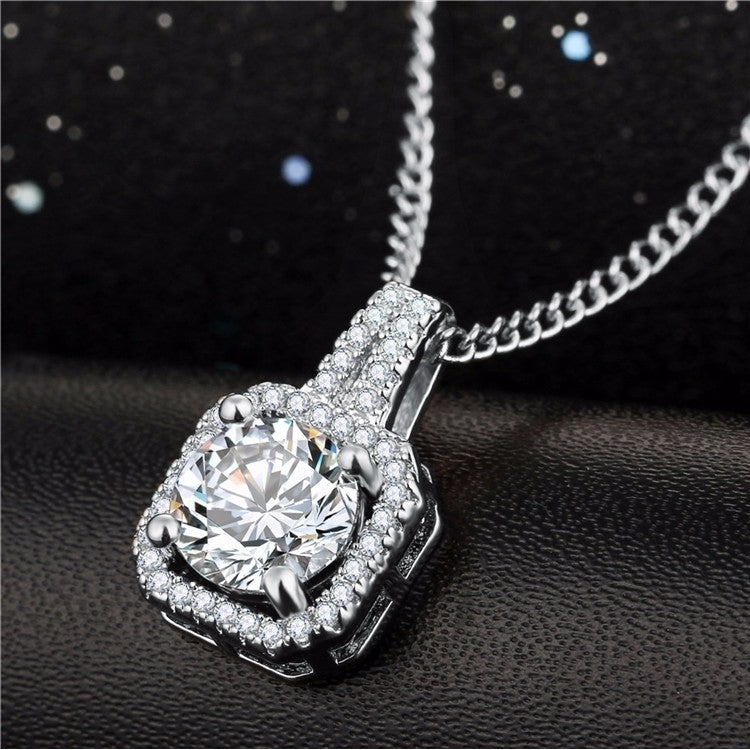 Princess Cut Diamond-Look Necklace and Earring Set Image 4