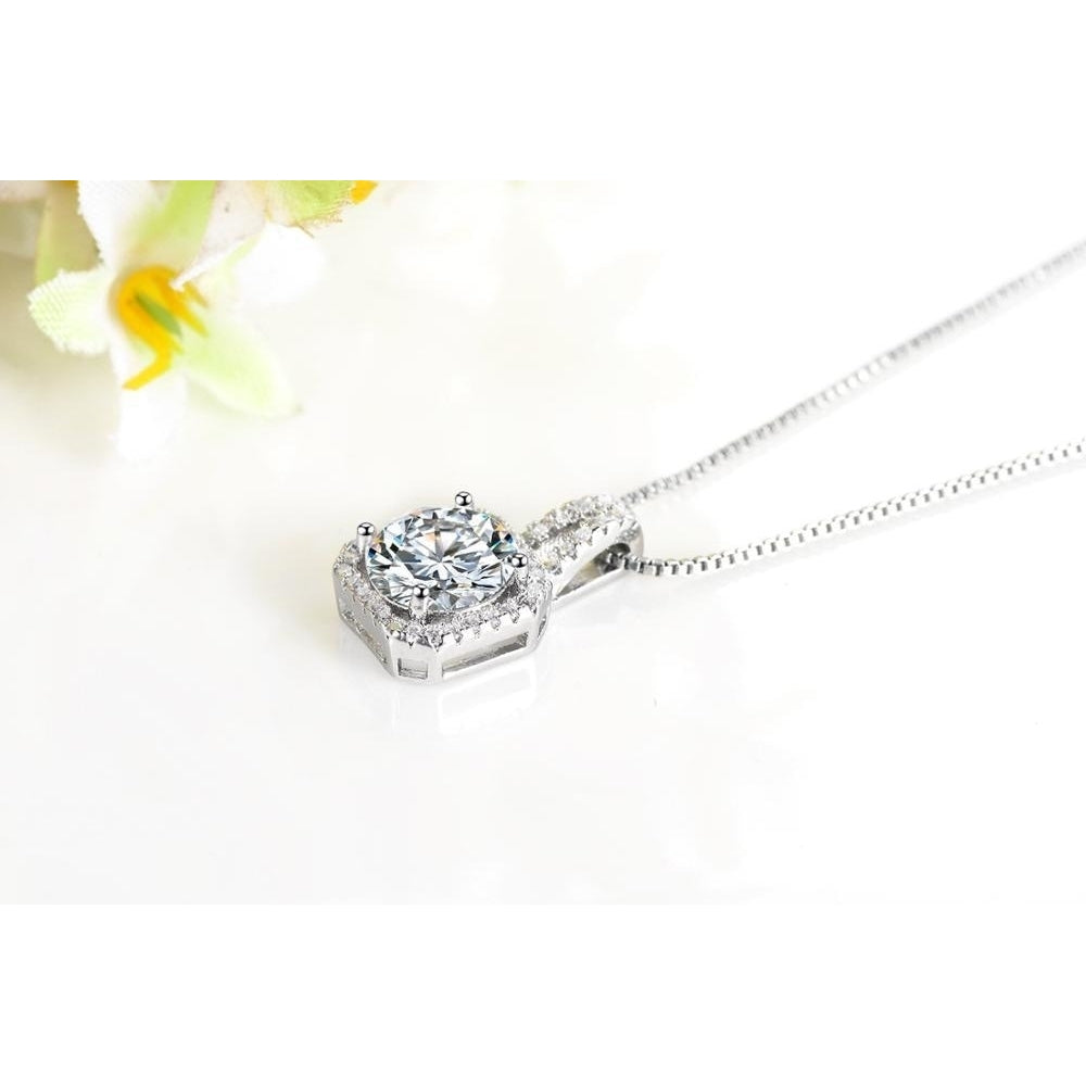 Princess Cut Diamond-Look Necklace and Earring Set Image 6