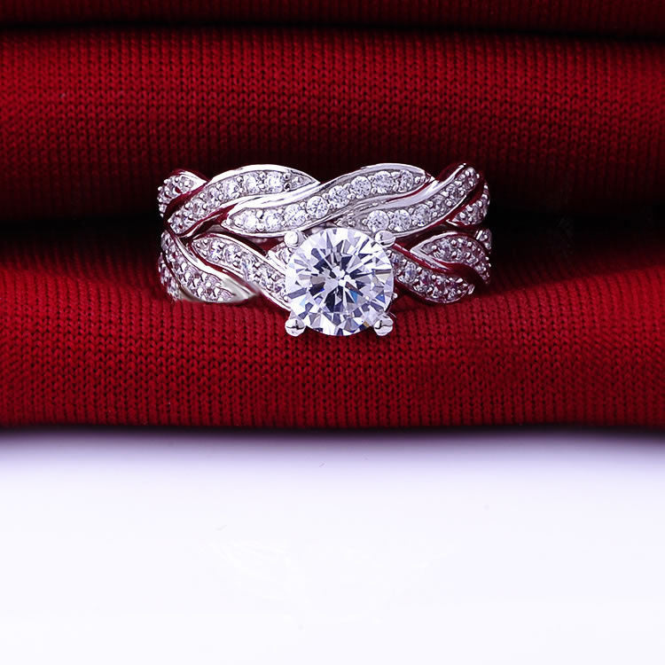 Infinity Cubic Zirconia Promise Wedding Band Engagement Ring Bridal Set Image 1