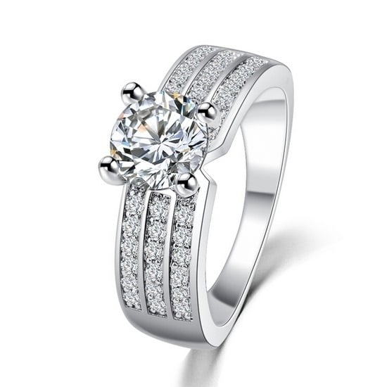 Cubic Zirconia Silver Forever Ring Band Image 2