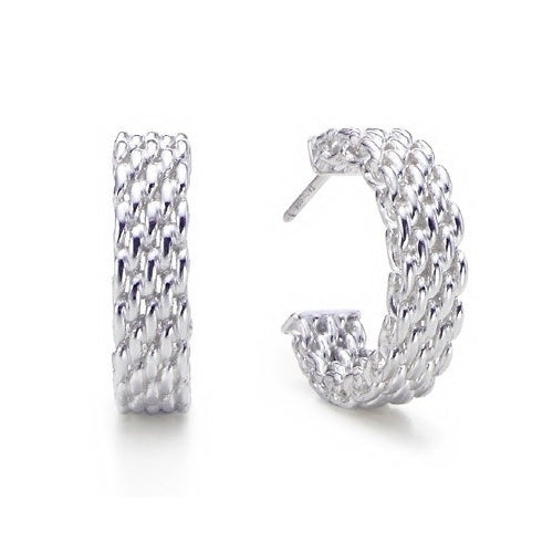 Sterling Silver Wire Mesh Hoop Earrings Image 1