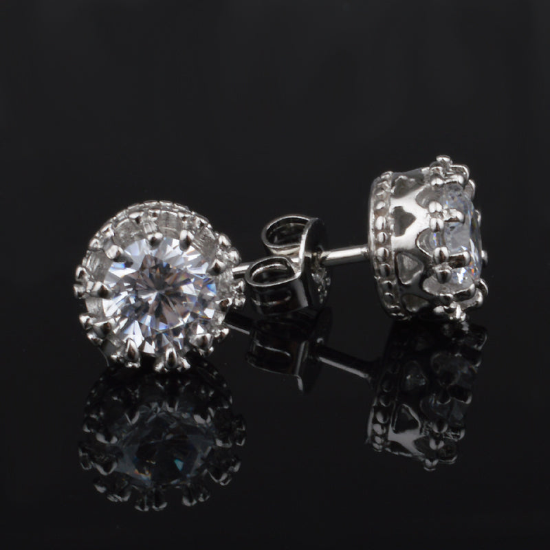 Round 2 Carat Cubic Zirconia Silver Stud Earrings Image 3