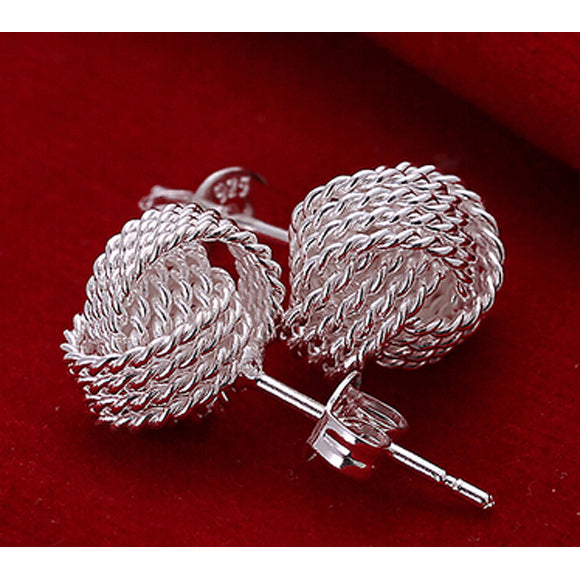 Love Twisted Silver Mesh Earrings Image 2