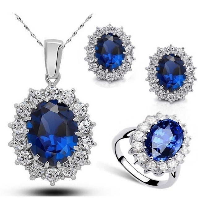 Blue Cubic Zirconia Jewelry Set Image 1