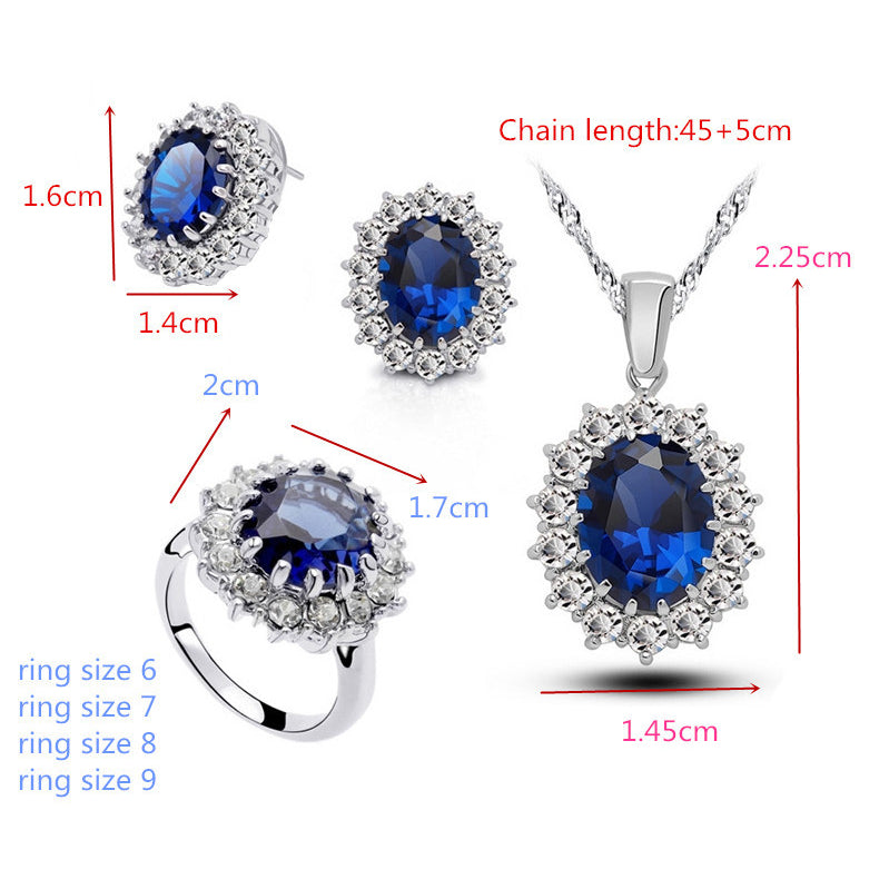 Blue Cubic Zirconia Jewelry Set Image 2