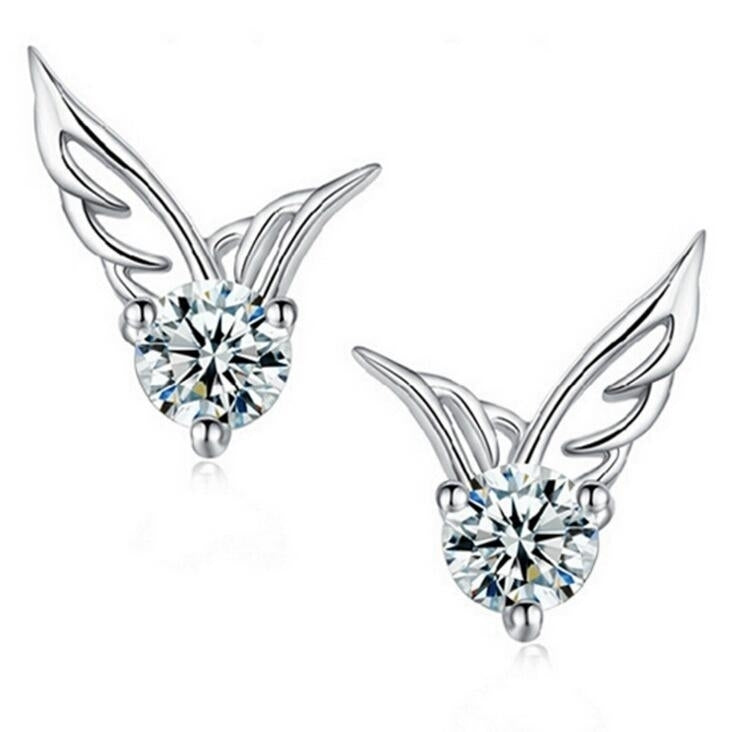 Angel Wings Crystal Stud Earrings Image 2