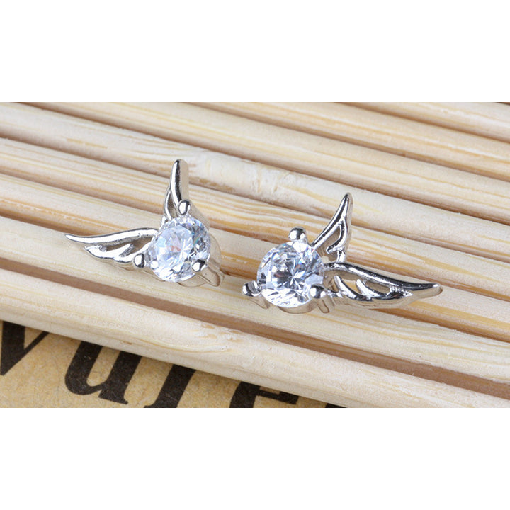 Angel Wings Crystal Stud Earrings Image 4