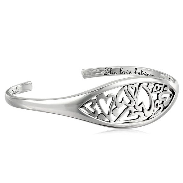 Engraved "The Love Between A Mother and Daughter..." Silver  Cuff Bracelet Image 1