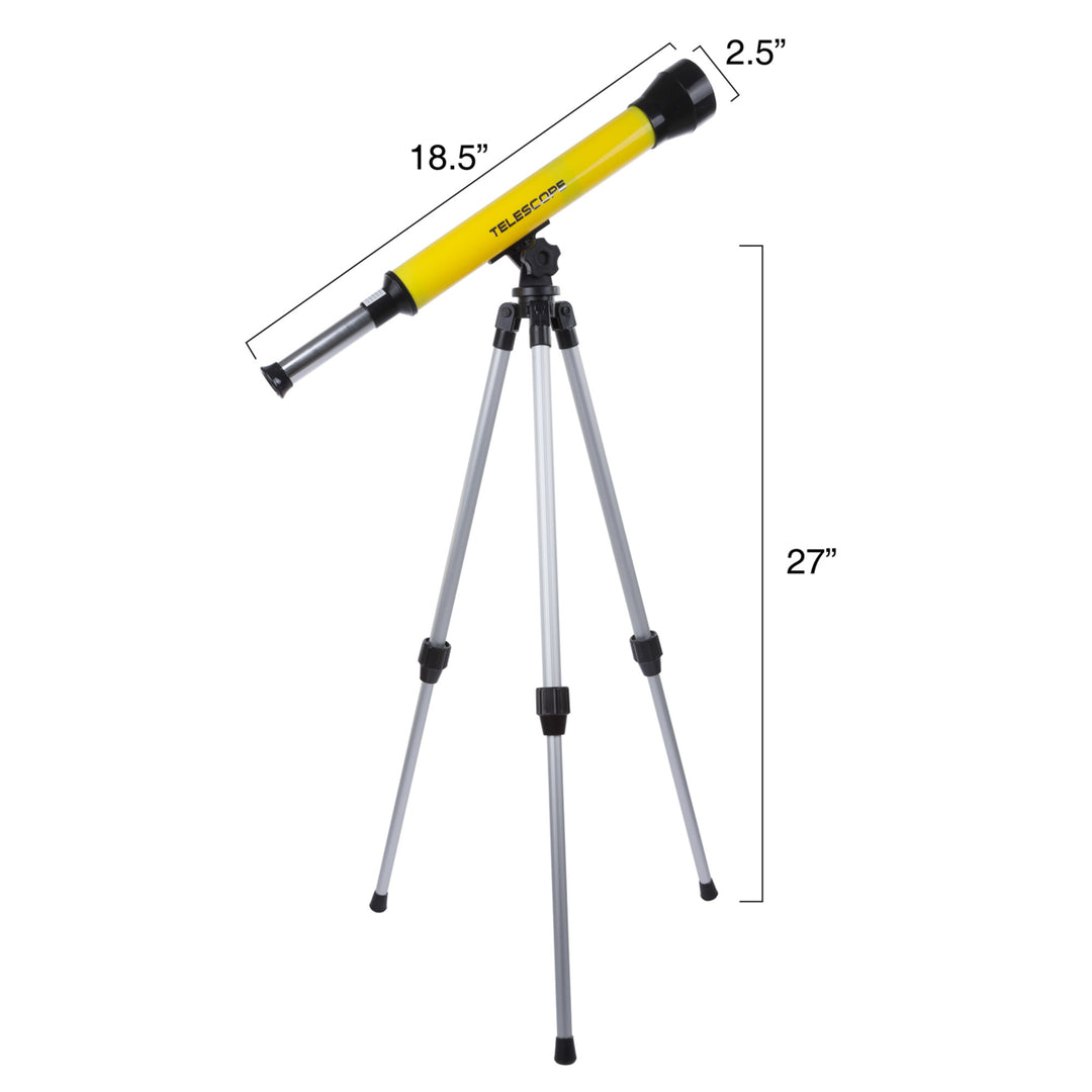 Hey! Play Kids Telescope 40mm with Adjustable Tripod 30x Magnification Yellow Image 2