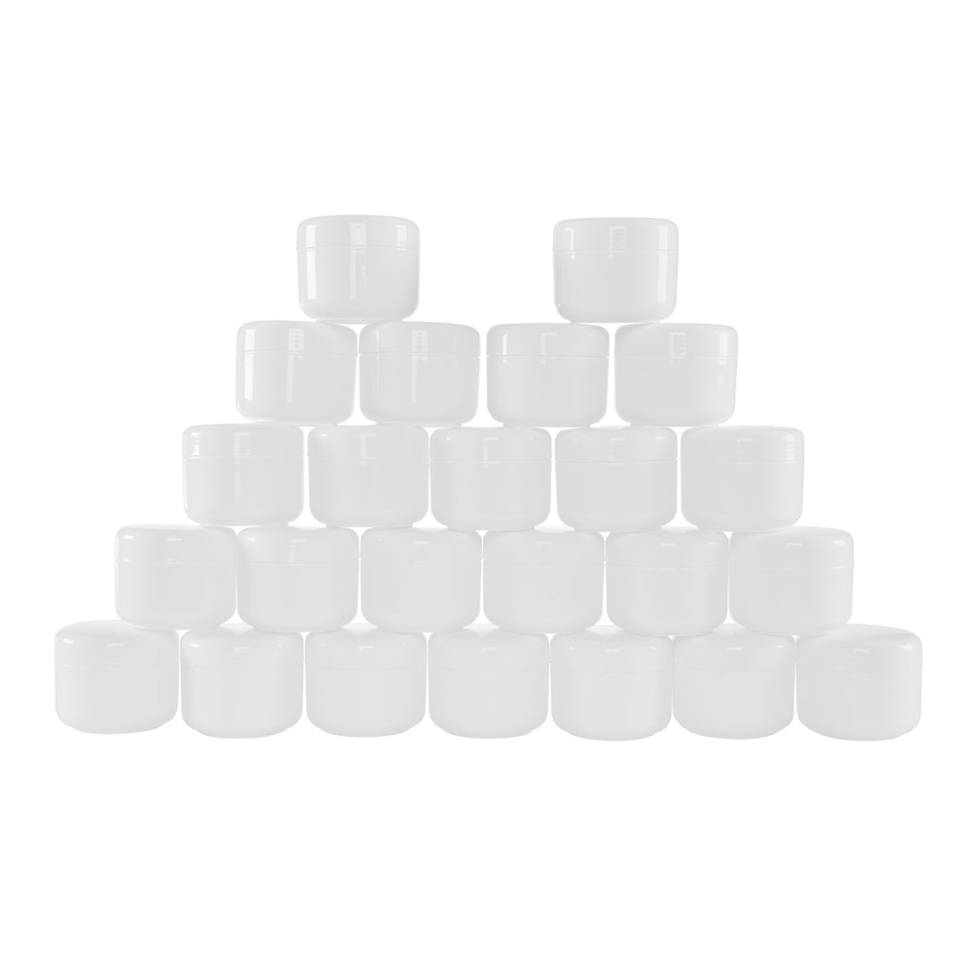 Stalwart 2 Ounce Plastic Jars 24 Pack White Travel Containers with Lids Image 1