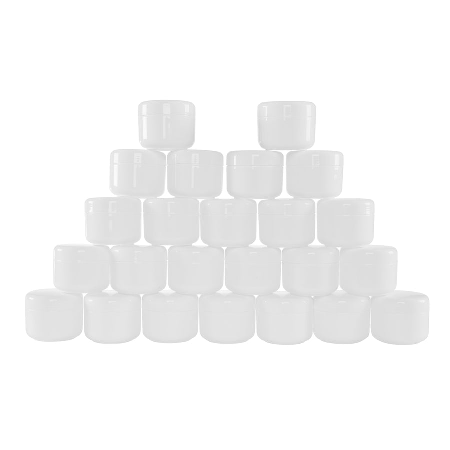 Stalwart 2 Ounce Plastic Jars 24 Pack White Travel Containers with Lids Image 1