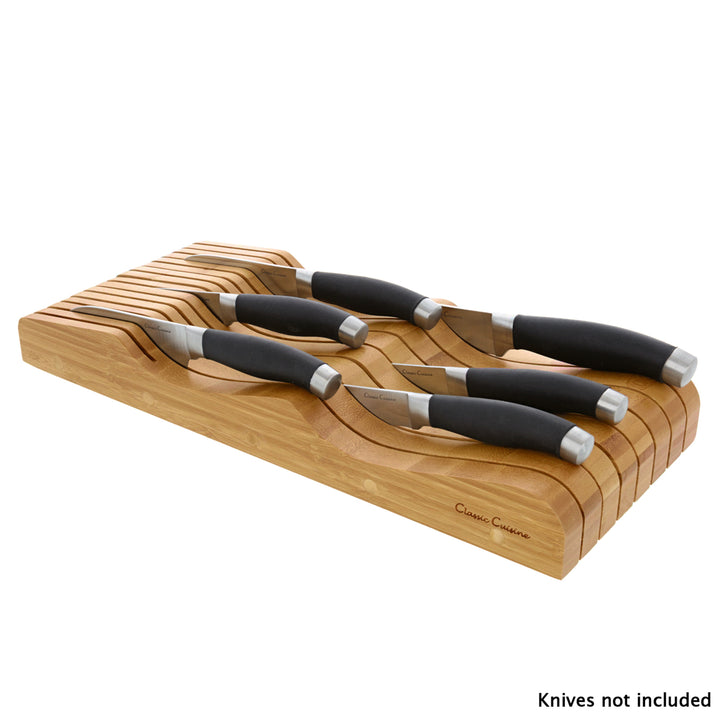 Classic Cuisine Bamboo In-Drawer Knife Block Storage Organizer Holds 15 Knives Image 1