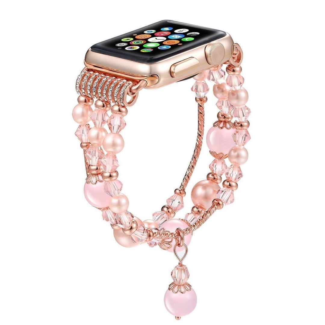 Navor Replacement Women and Girls Fashionable Beaded Bracelet Band Strap for Apple Watch Series 1 Series 2 42mm Image 3