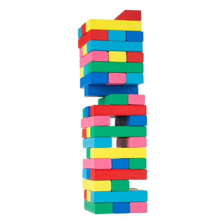 Classic Wooden Blocks Stacking Game with Colored Wood and Carrying Bag Image 1
