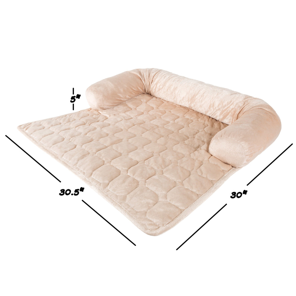 Furniture Protector Pet Cover Dogs and Cats with Shredded Memory Foam 3-Sided Pillow Bolster Beige 30 x 30 inches Image 2