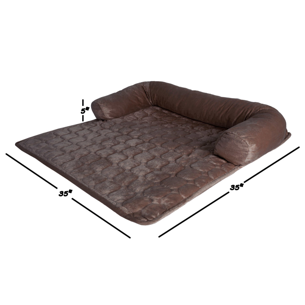 Furniture Protector Pet Cover Dogs and Cats with Shredded Memory Foam filled 3-Sided Pillow Bolster Brown 35 x 35 Inches Image 2