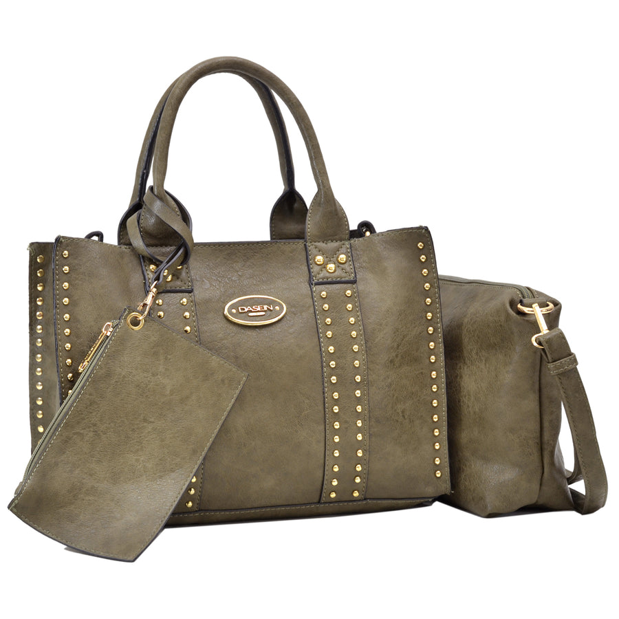 Dasein Studded Tote with Detachable Organizer Bag/Pouch and Matching Wristlet Image 1