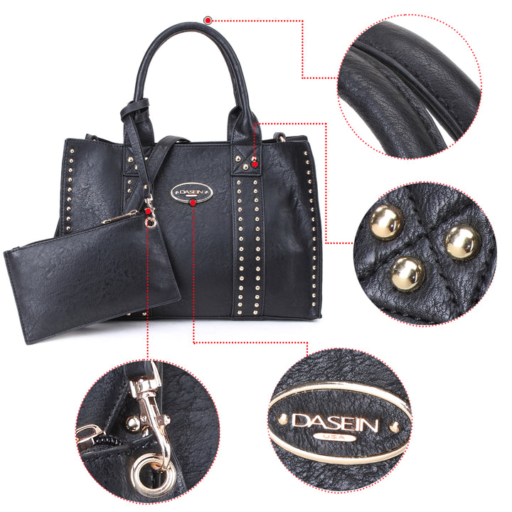 Dasein Studded Tote with Detachable Organizer Bag/Pouch and Matching Wristlet Image 7