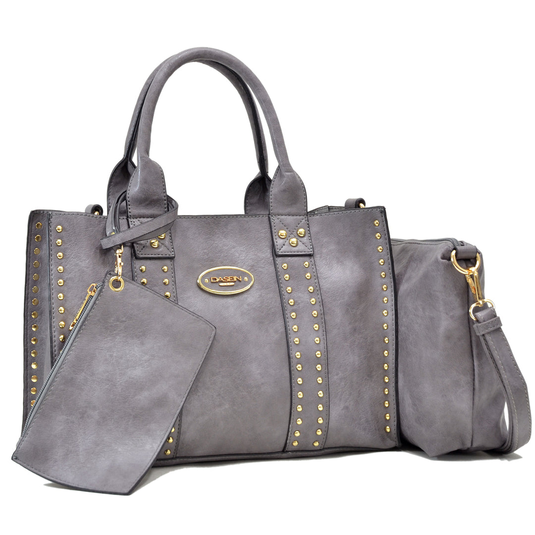 Dasein Studded Tote with Detachable Organizer Bag/Pouch and Matching Wristlet Image 1