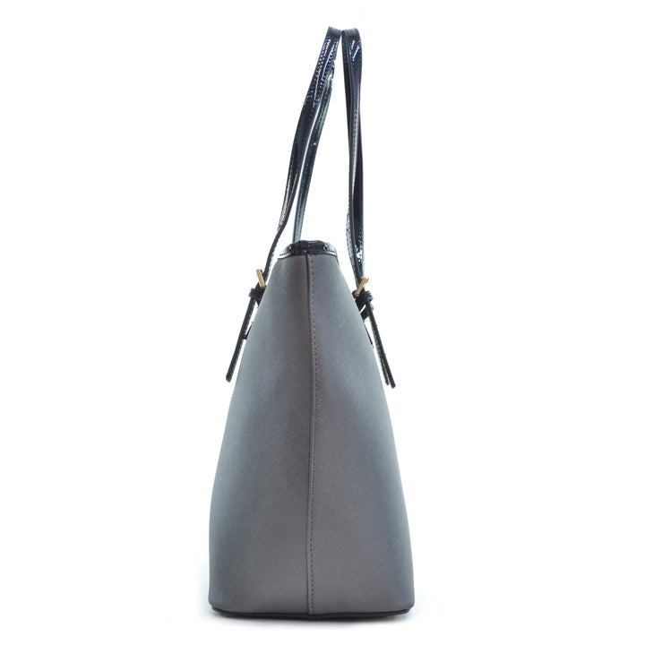 Dasein Saffiano Leather Patent Trim Tote Bag/Handbag Image 9