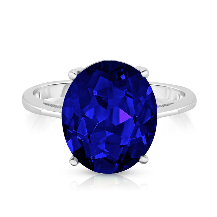 5.00 CTTW Sapphire Oval Cut Sterling Silver Ring Image 1