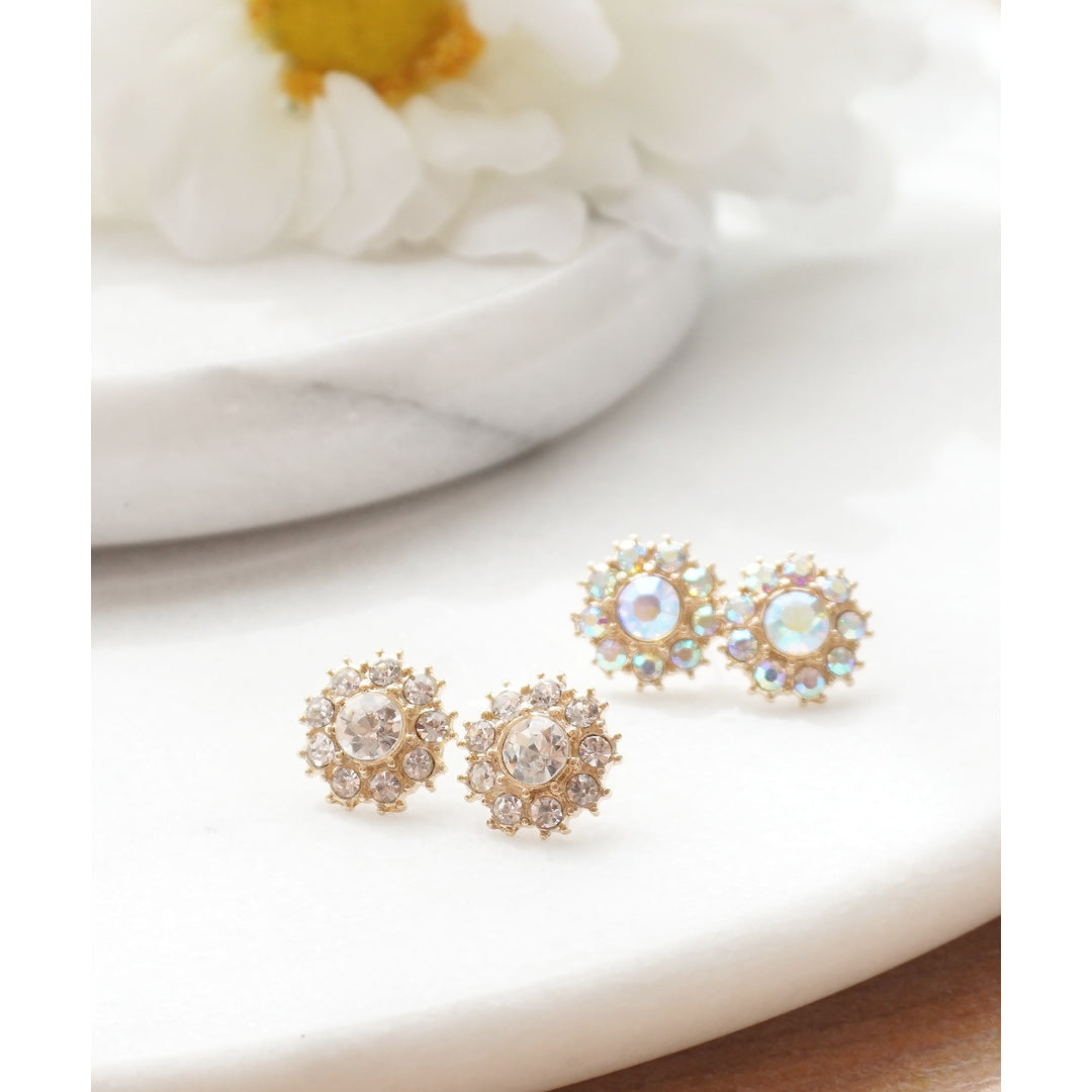 Starburst Flower Stud EarringsSparkling Crystal Milky Opalescent or Clear Crystal EarringsEveryday Earrings Image 1