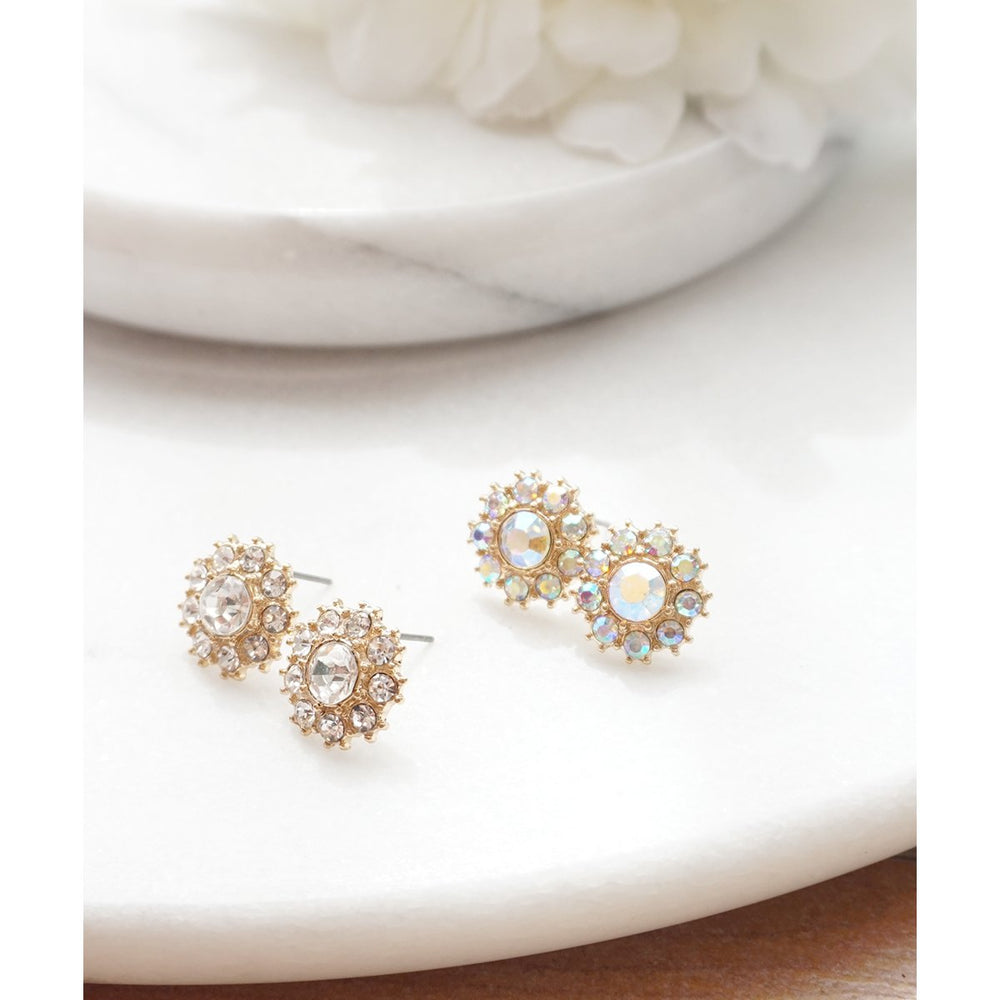 Starburst Flower Stud EarringsSparkling Crystal Milky Opalescent or Clear Crystal EarringsEveryday Earrings Image 2