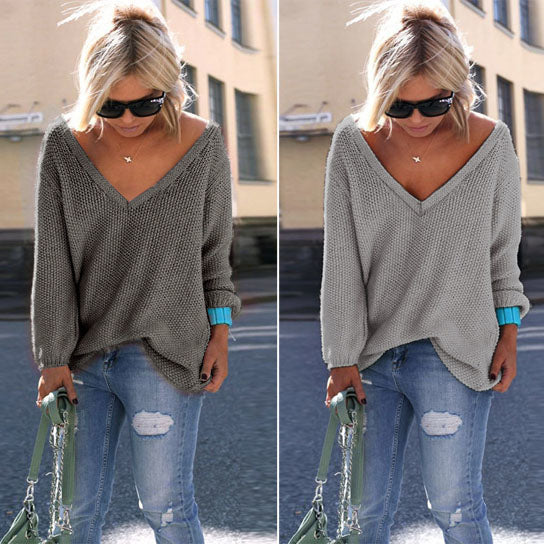 Oversized V Neck Knit Sweater Top in 10 Colors Image 4