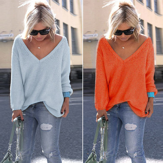 Oversized V Neck Knit Sweater Top in 10 Colors Image 6