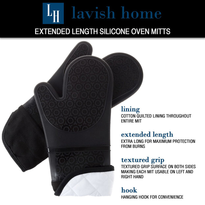 Silicone Oven Mits Extra Long Professional Quality Heat Resistant with Quilted Lining and 2-sided Textured Grip 1 pair Image 4