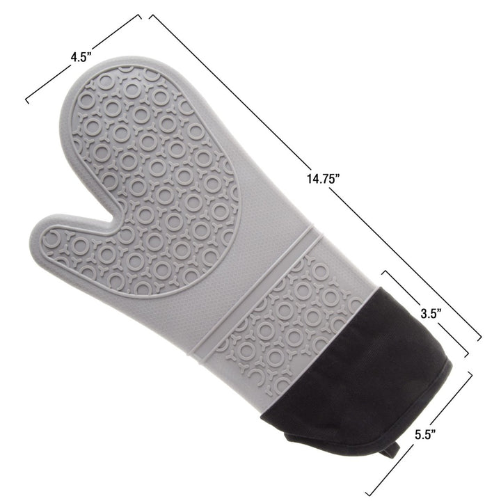 Lavish Home Silicone Oven Mitts Extra Long Gray 482F Heat Resistant Waterproof Image 3