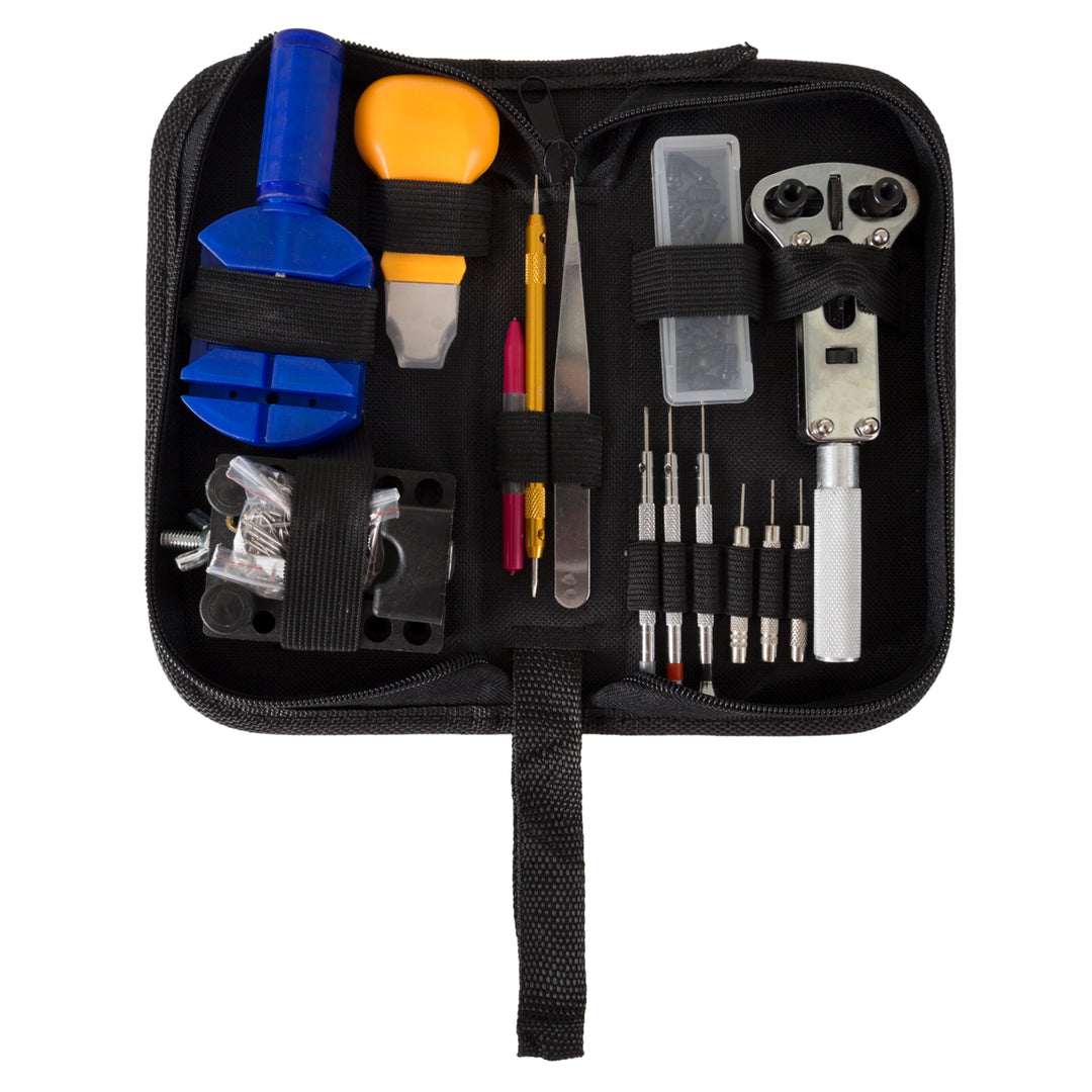 Stalwart 144 Pc Watch Repair Tool Kit with Case Opener Link Remover Tweezers Image 1