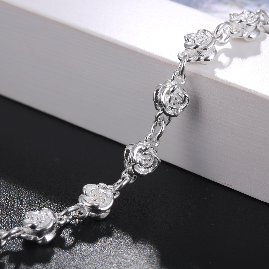 Blooming Roses Link Bracelet for Women,7.5" Image 4