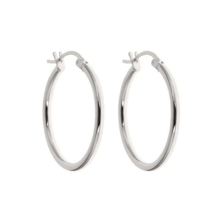 Sterling Silver 25mm Classic French Lock Hoop Earrings Stamped 925 Image 2