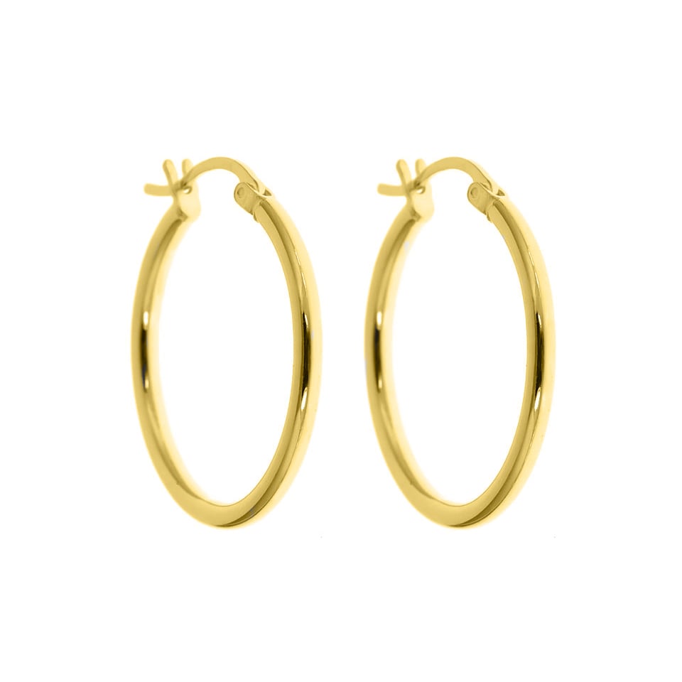 18k Gold Plated Sterling Silver 25mm Classic French Lock Hoop Earrings Image 3